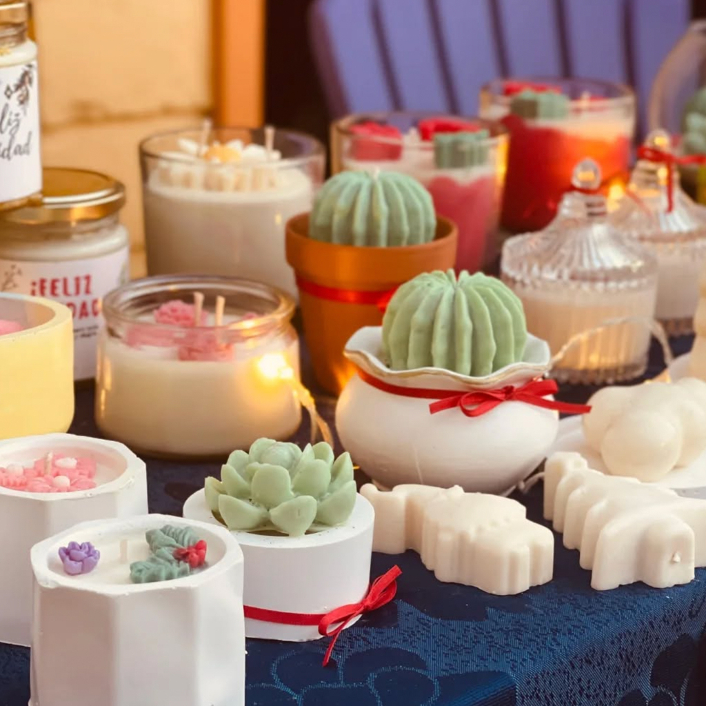 Vela de soja cactus en frasco